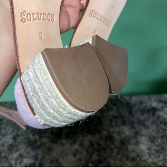 SOLUDOS Capri Block-Heel Raffia & Pink Suede Sandals Size 9. - Picture 11 of 12